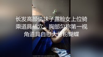 长发高颜值妹子露脸女上位骑乘道具插穴，胸部匀称第一视角道具自慰大号粉蝴蝶